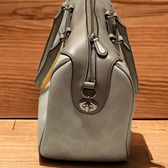 COACH HERITAGE STRIPE DOME SATCHEL HANDBAG w/ HANDLES - Picture 5 of 6